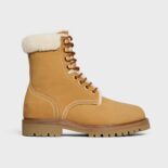 Celine Women Kurt Lace-up Mid Boot in Nubuck Calfskin and Shearling