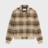 Celine Women Loose Teddy Jacket in Brushed Checked Tweed