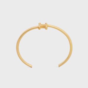 Celine Women Triomphe Asymmetric Cuff in Brass with Gold Finish