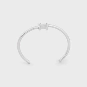 Celine Women Triomphe Asymmetric Cuff in Brass with Rhodium Finish