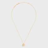 Celine Women Triomphe Cube Necklace in Brass with Gold Finish and Colored Enamel