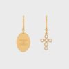 Celine Women Triomphe Folk Earrings in Brass with Gold Finish and Resin Pearls