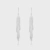 Celine Women Triomphe Folk Fringe Earrings in Brass with Rhodium Finish