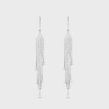 Celine Women Triomphe Folk Fringe Earrings in Brass with Rhodium Finish