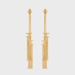 Celine Women Triomphe Folk Pompon Earrings in Brass with Gold Finish