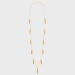 Celine Women Triomphe Folk Pompons Sautoir in Brass with Gold Finish