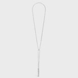 Celine Women Triomphe Folk Tie Long Necklace in Brass with Rhodium Finish