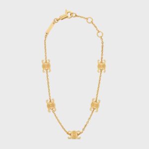 Celine Women Triomphe Mini Triomphe Bracelet in Brass with Gold Finish