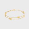 Celine Women Triomphe Pearl Double Bracelet in Brass with Gold Finish and Resin Pearls
