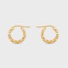Celine Women Triomphe Small Gourmette Hoops in Brass with Gold Finish