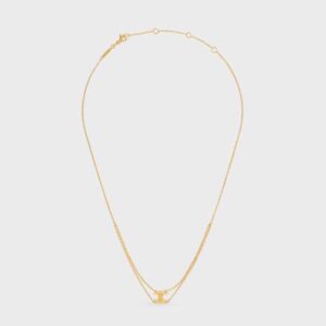 Celine Women Triomphe Suspended Necklace in Brass with Gold Finish