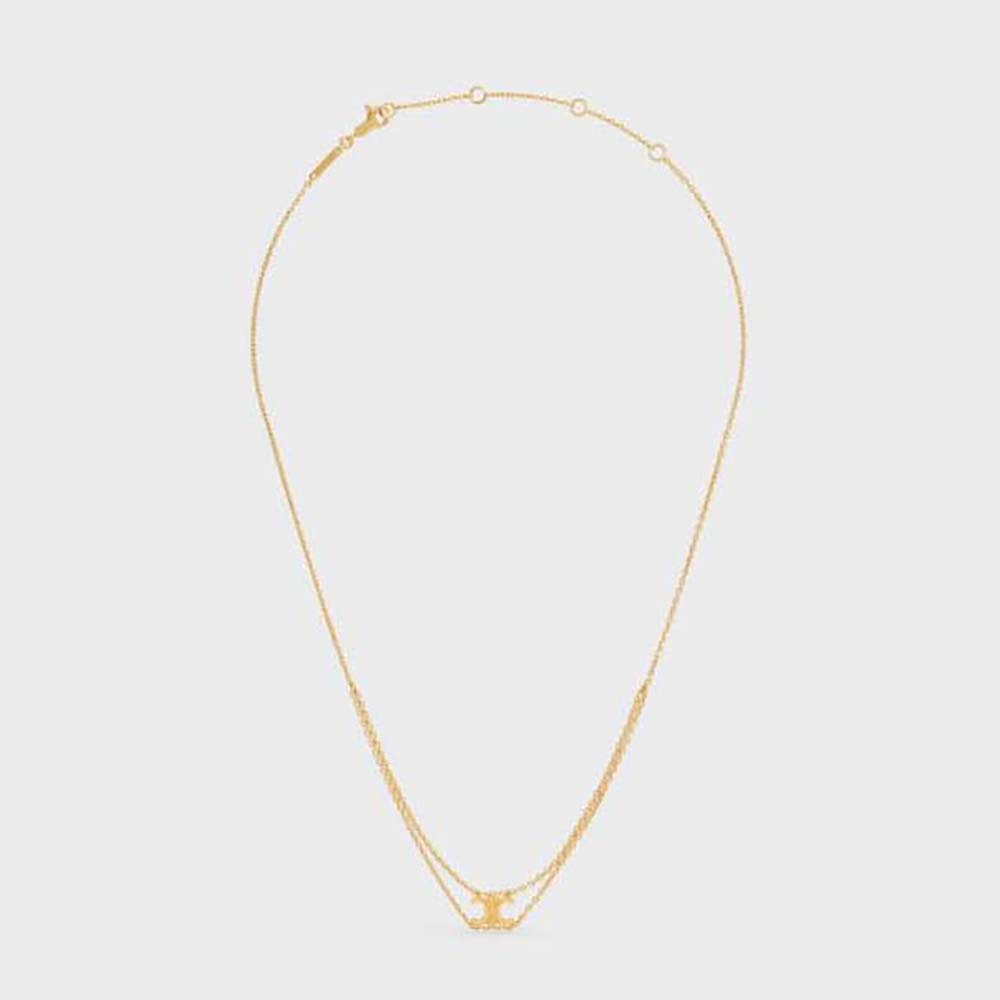 Celine Women Triomphe Suspended Necklace in Brass with Gold Finish 1 Celine Women Triomphe Suspended Necklace in Brass with Gold Finish
