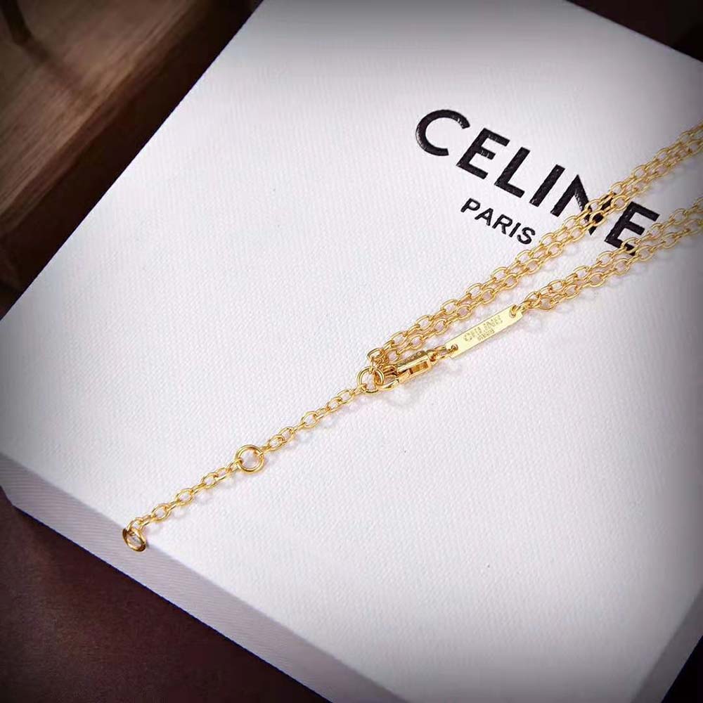 Celine Women Triomphe Suspended Necklace in Brass with Gold Finish 7 Celine Women Triomphe Suspended Necklace in Brass with Gold Finish - Image 7