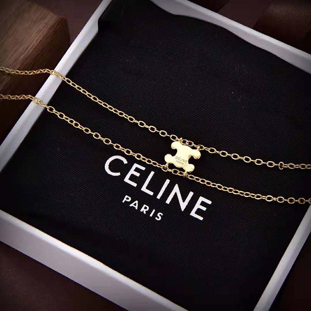 Celine Women Triomphe Suspended Necklace in Brass with Gold Finish 6 Celine Women Triomphe Suspended Necklace in Brass with Gold Finish - Image 6