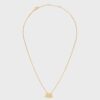 Celine Women Triomphe Pearl Earrings in Brass with Gold Finish and Glass Pearls