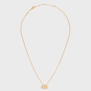 Celine Women Triomphe Pearl Earrings in Brass with Gold Finish and Glass Pearls
