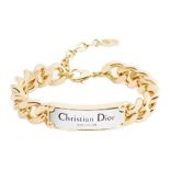 Dior Men Christian Dior Couture Chain Link Bracelet Gold and Silver-Finish Brass