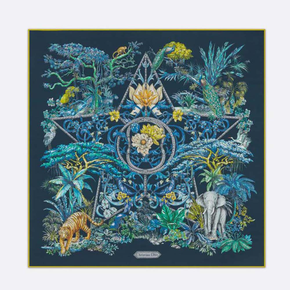 Christian Dior Etoile De Voyageスクエアスカーフ Dior Women Etoile De Voyage 90 Square Scarf Deep Blue Multicolor