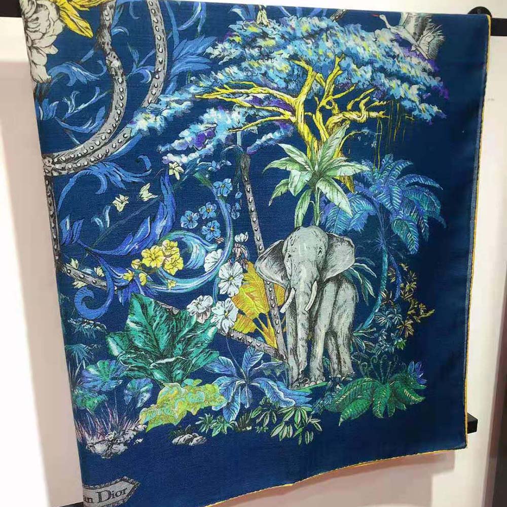 Dior Women Etoile De Voyage 90 Square Scarf Deep Blue Multicolor
