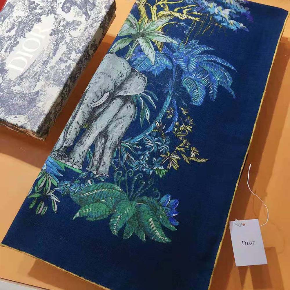 Dior Women Etoile De Voyage 90 Square Scarf Deep Blue Multicolor