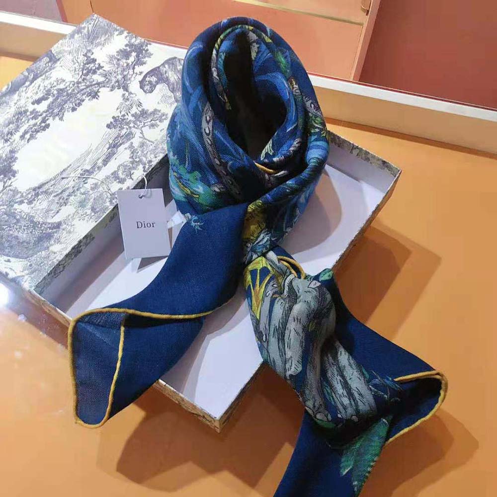 Dior Women Etoile De Voyage 90 Square Scarf Deep Blue Multicolor