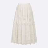 Dior Women Flared Mid-length Skirt Ecru Technical Cotton Lace with D-Lace Butterfly Motif