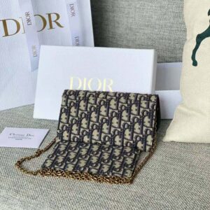 Dior long saddle wallet with chain