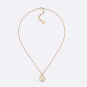 Dior Women Petit CD Necklace Gold-Finish Metal with White Resin Pearls and Black Glass
