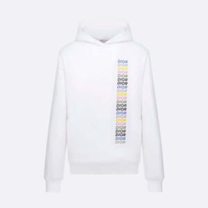 Dior Women Relaxed-fit Hooded Sweatshirt White Cotton Fleece