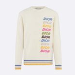 Dior Women Sweater Beige Wool and Cashmere Intarsia