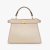 Fendi Women Peekaboo ISeeU Petite Light Gray Padded Nappa Leather Bag
