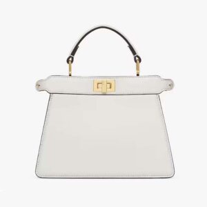 Fendi Women Peekaboo ISeeU Petite White Padded Nappa Leather Bag