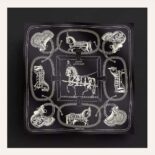 Hermes Women Embroidered Grand Apparat Scarf 90-Black