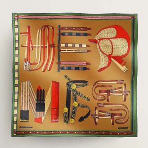 Hermes Women Lettres Equestre Scarf 90-Brown