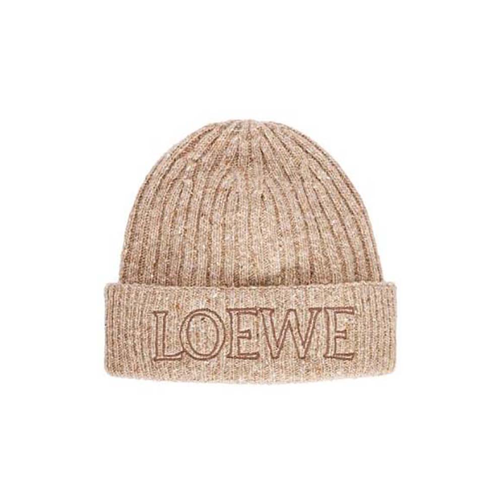 Loewe Unisex LOEWE Beanie in Wool-Beige