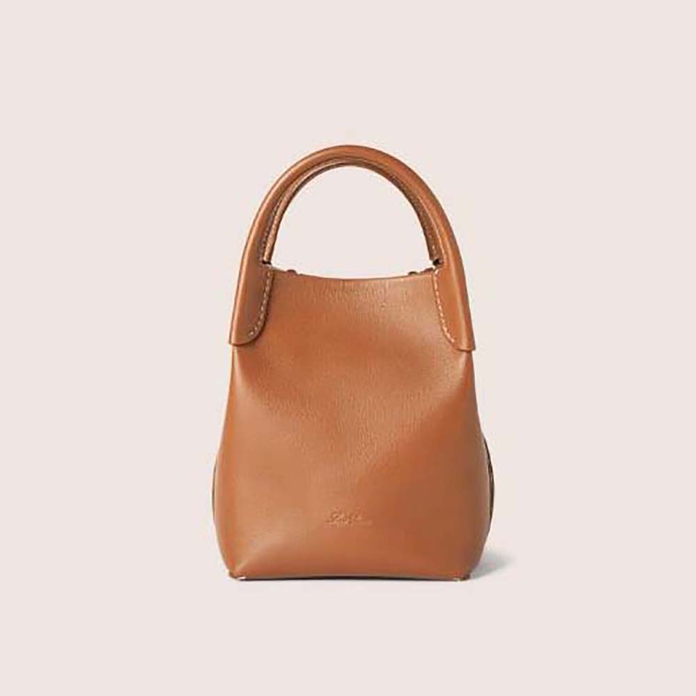 Loro Piana Women Micro Bale Bag in Calfskin Leather-Brown