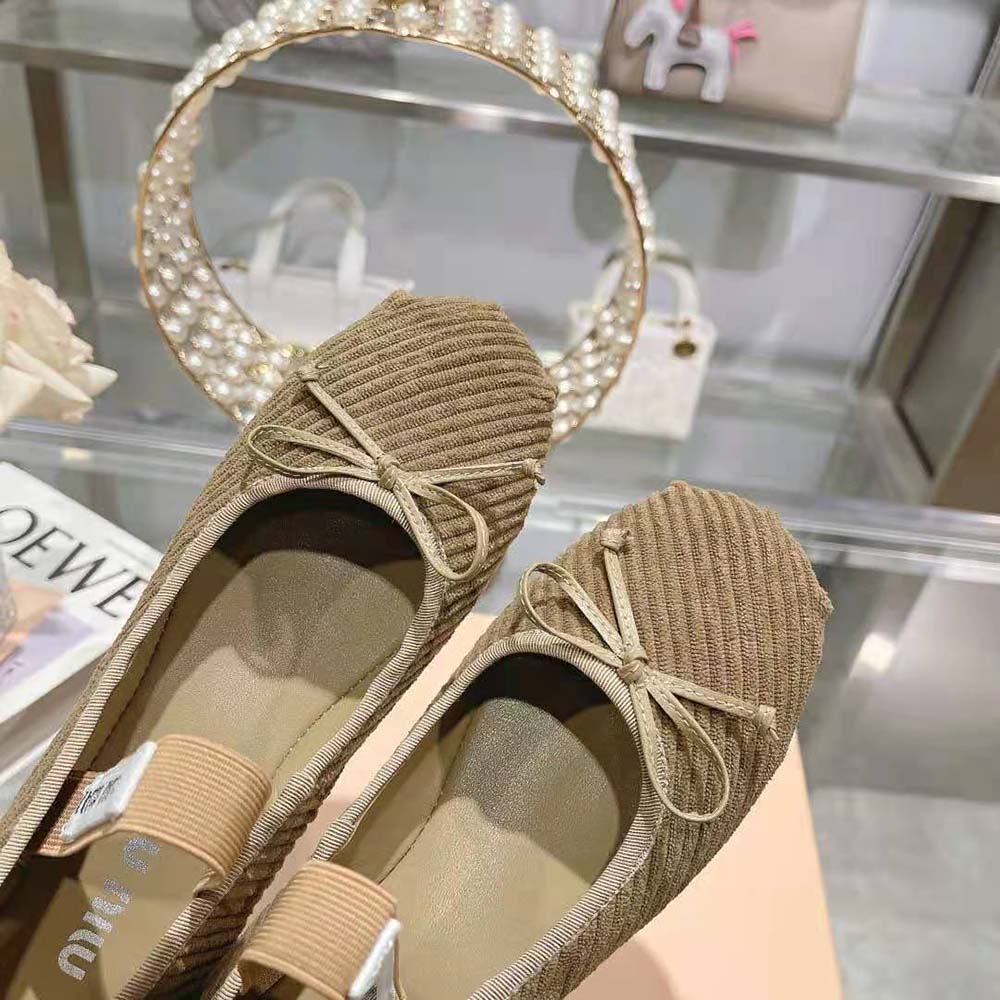 Miu Miu Women Corduroy Ballerinas with Knit Logo 9 Miu Miu Women Corduroy Ballerinas with Knit Logo - Image 9