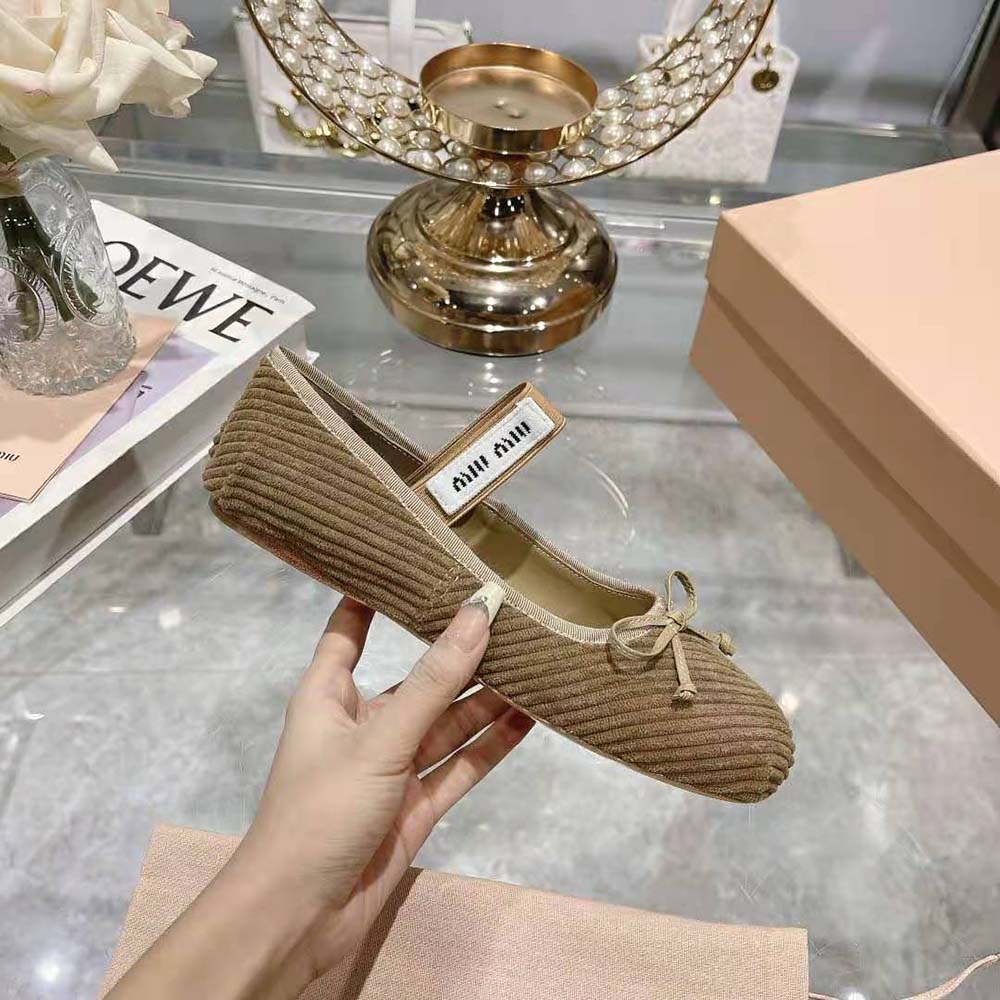 Miu Miu Women Corduroy Ballerinas with Knit Logo 7 Miu Miu Women Corduroy Ballerinas with Knit Logo - Image 7