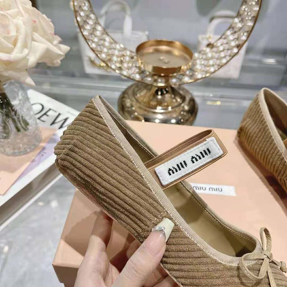 Miu Miu Women Corduroy Ballerinas with Knit Logo 8 Miu Miu Women Corduroy Ballerinas with Knit Logo - Image 8