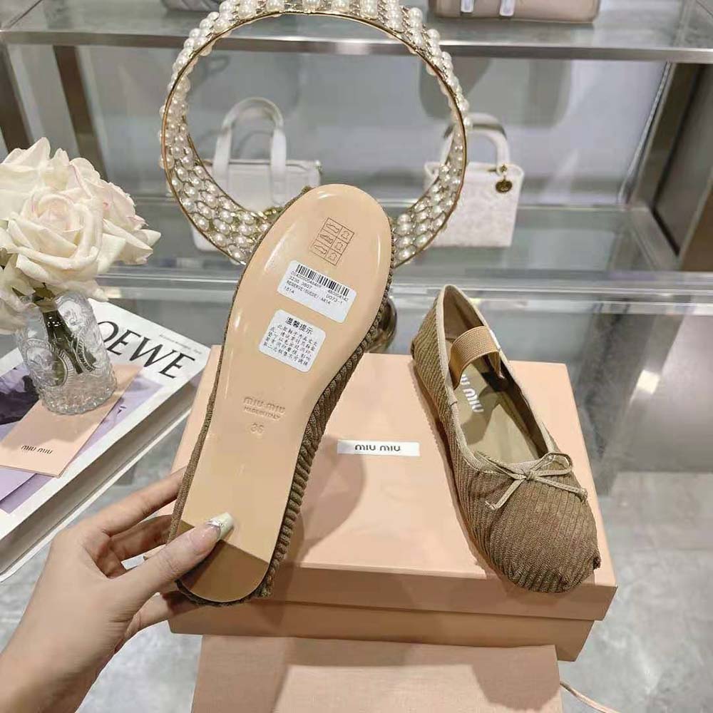 Miu Miu Women Corduroy Ballerinas with Knit Logo 10 Miu Miu Women Corduroy Ballerinas with Knit Logo - Image 10