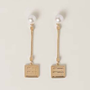 Miu Miu Women Metal Earrings with Artificial Pearls