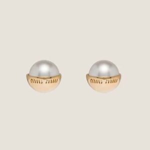Miu Miu Women Metal and Pearl Earrings