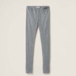 Miu Miu Women Silk Jersey Pants with Logo Patch-Gray