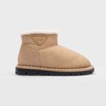Prada Unisex Shearling Booties with Rubber Triangle Logo