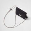 Prada Women Cardholder with Shoulder Strap and Crystals-Black
