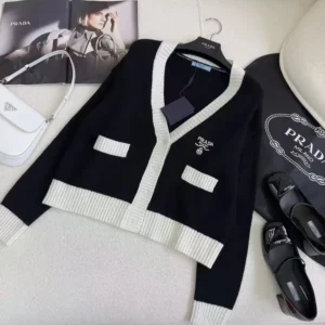 Prada Women Cashmere and Silk Cardigan-Black