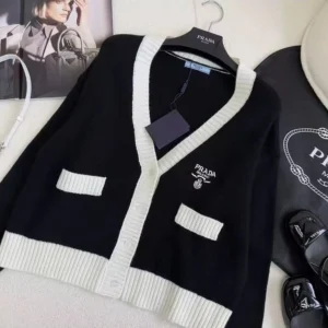 Prada Women Cashmere and Silk Cardigan-Black