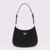 Prada Women Cleo Satin Bag with Crystals-Black