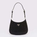 Prada Women Cleo Satin Bag with Crystals-Black