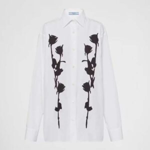 Prada Women Embroidered Poplin Shirt